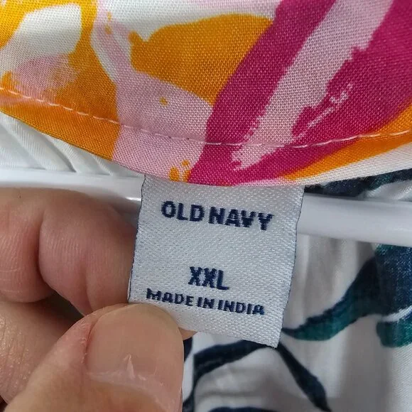 Old Navy Dress Tropical Floral Hawaiian Sleeveless White Orange 2XL - Picture 8 of 10